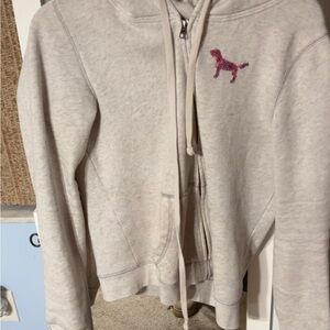 PINK Victoria's Secret Light Gray Hoodie with Pink Logo